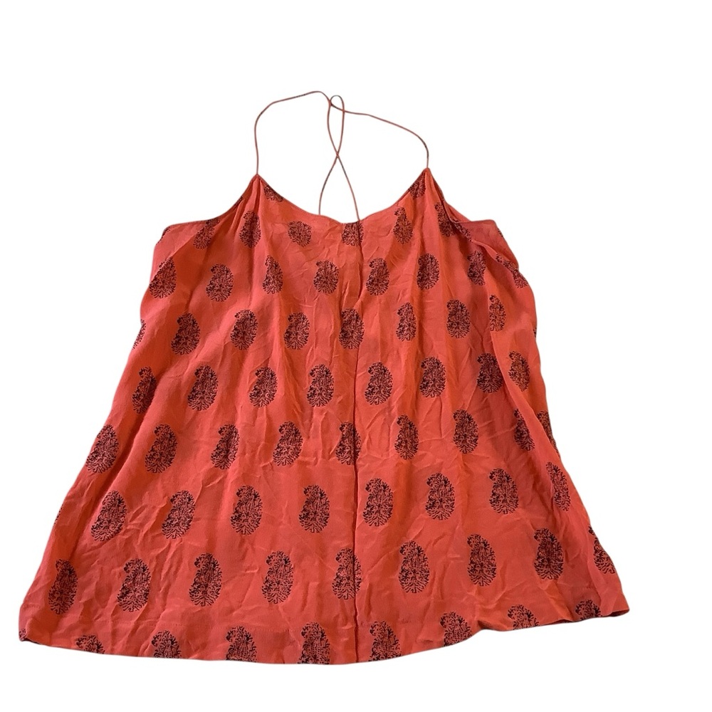 Small Madewell Coral Patterned Silk Spaghetti Strap Camisole Tank
